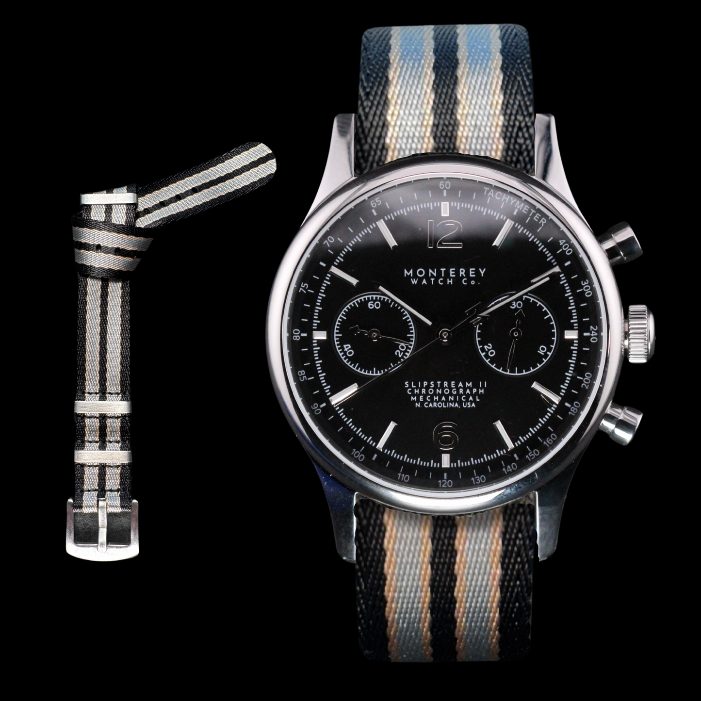Monterey Watch Co Slipstream Chronograph with multiple subdials and sport styling.