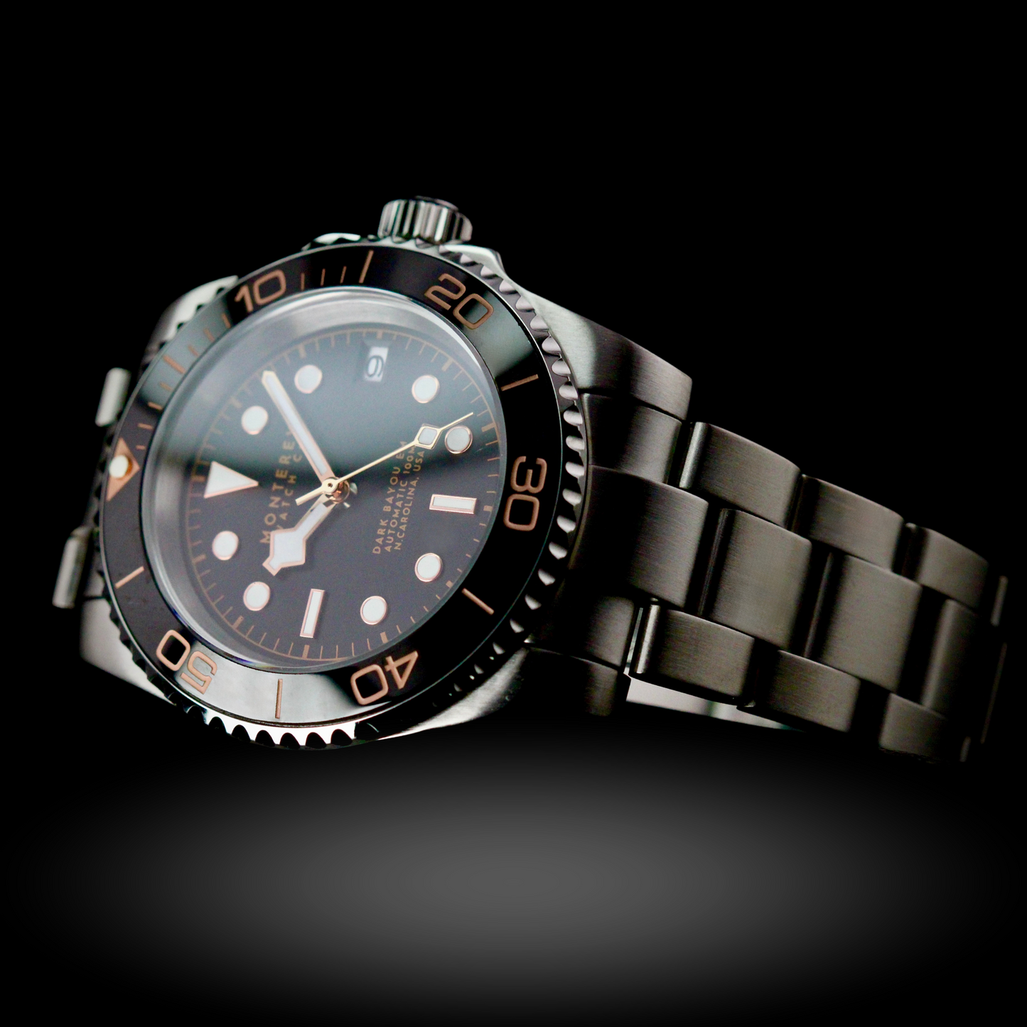 Blacktip GMT Dial Close-Up – Monterey Watches