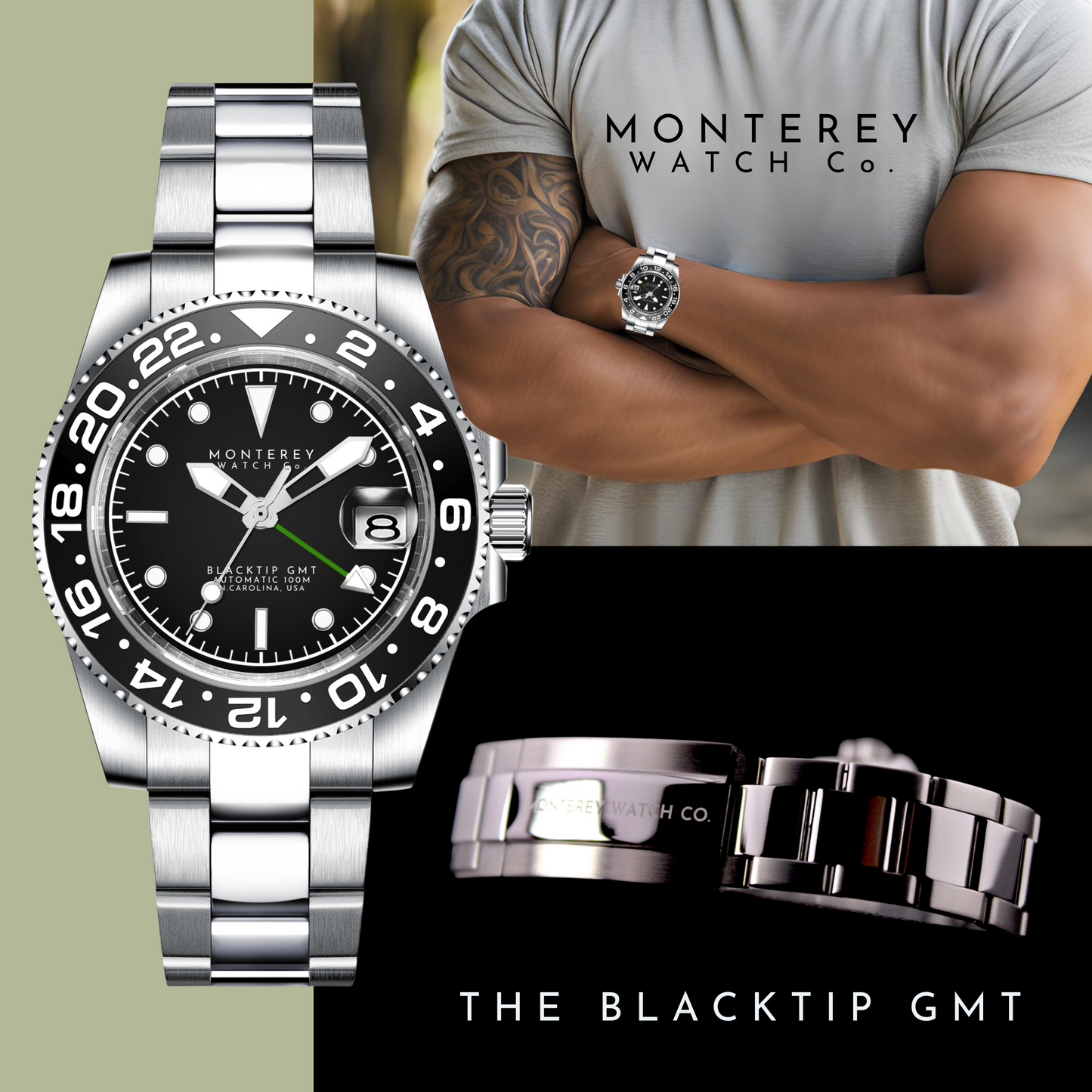 GMT Watch Under Lighting – Monterey Watches