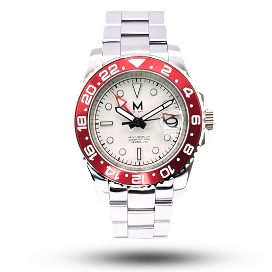 Time Zone Ready The Great White GMT Watch by Monterey Watch Co